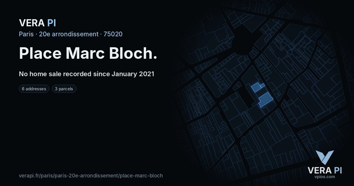 Place Marc Bloch, 20e arrondissement at night – every parcel coloured by the prices around it, the street's own parcels lit