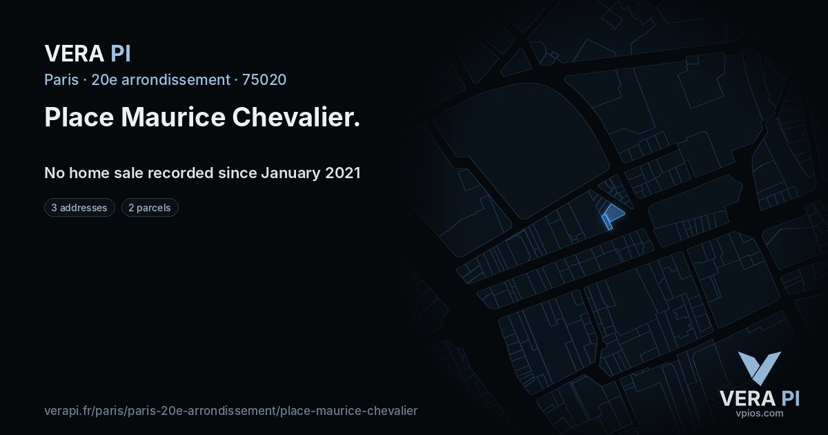 Place Maurice Chevalier, 20e arrondissement at night – every parcel coloured by the prices around it, the street's own parcels lit
