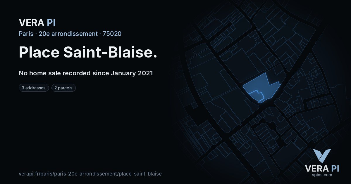 Place Saint-Blaise, 20e arrondissement at night – every parcel coloured by the prices around it, the street's own parcels lit