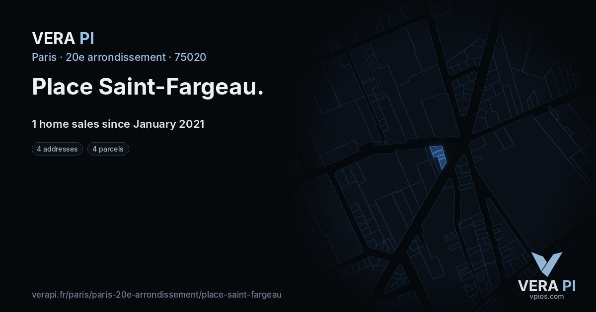 Place Saint-Fargeau, 20e arrondissement at night – every parcel coloured by the prices around it, the street's own parcels lit