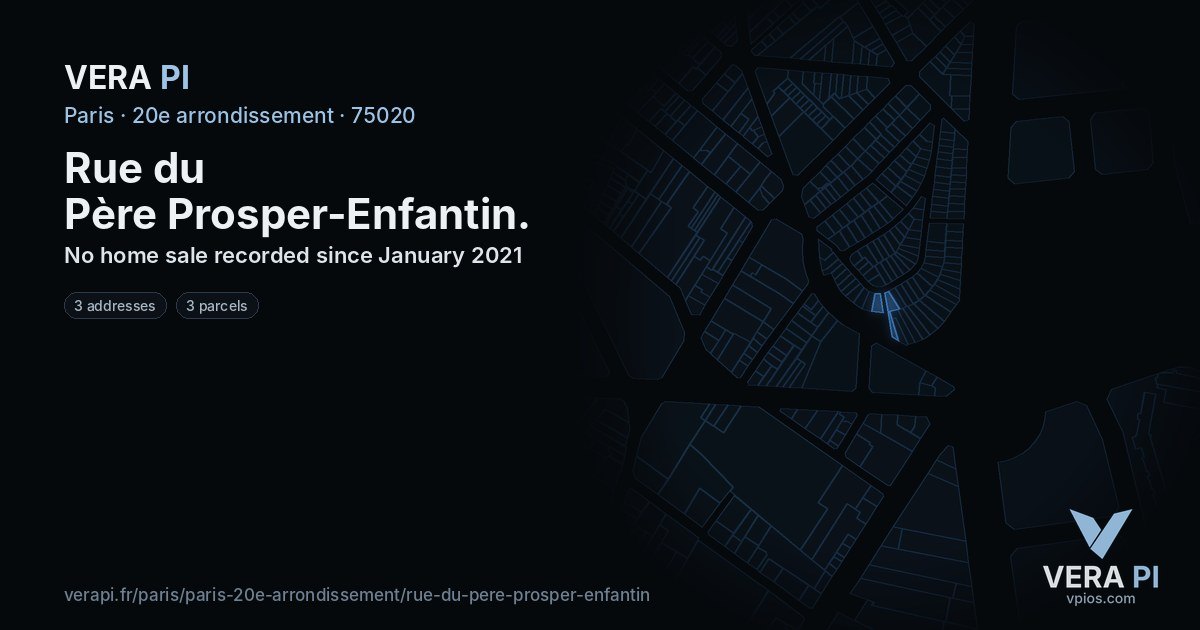 Rue du Père Prosper-Enfantin, 20e arrondissement at night – every parcel coloured by the prices around it, the street's own parcels lit