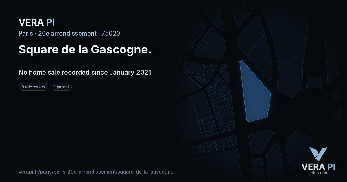Square de la Gascogne, 20e arrondissement at night – every parcel coloured by the prices around it, the street's own parcels lit