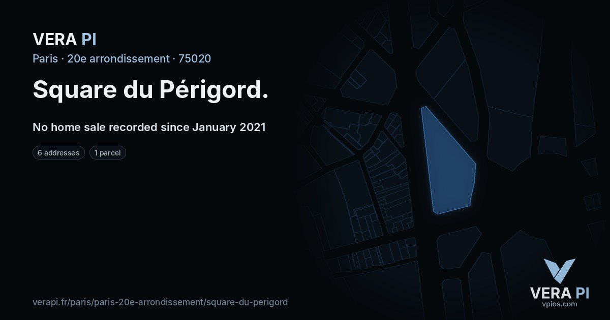 Square du Périgord, 20e arrondissement at night – every parcel coloured by the prices around it, the street's own parcels lit