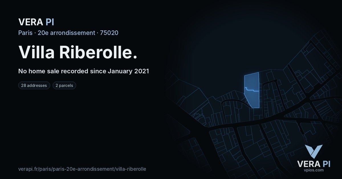 Villa Riberolle, 20e arrondissement at night – every parcel coloured by the prices around it, the street's own parcels lit