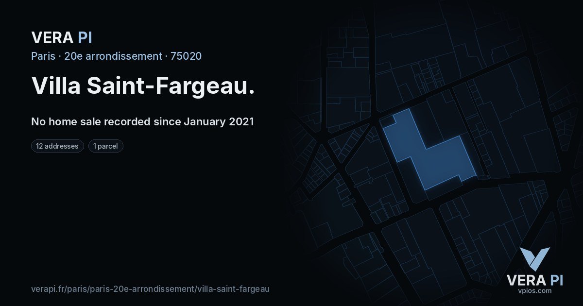 Villa Saint-Fargeau, 20e arrondissement at night – every parcel coloured by the prices around it, the street's own parcels lit