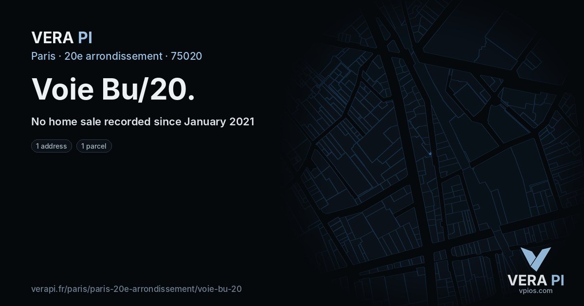Voie Bu/20, 20e arrondissement at night – every parcel coloured by the prices around it, the street's own parcels lit