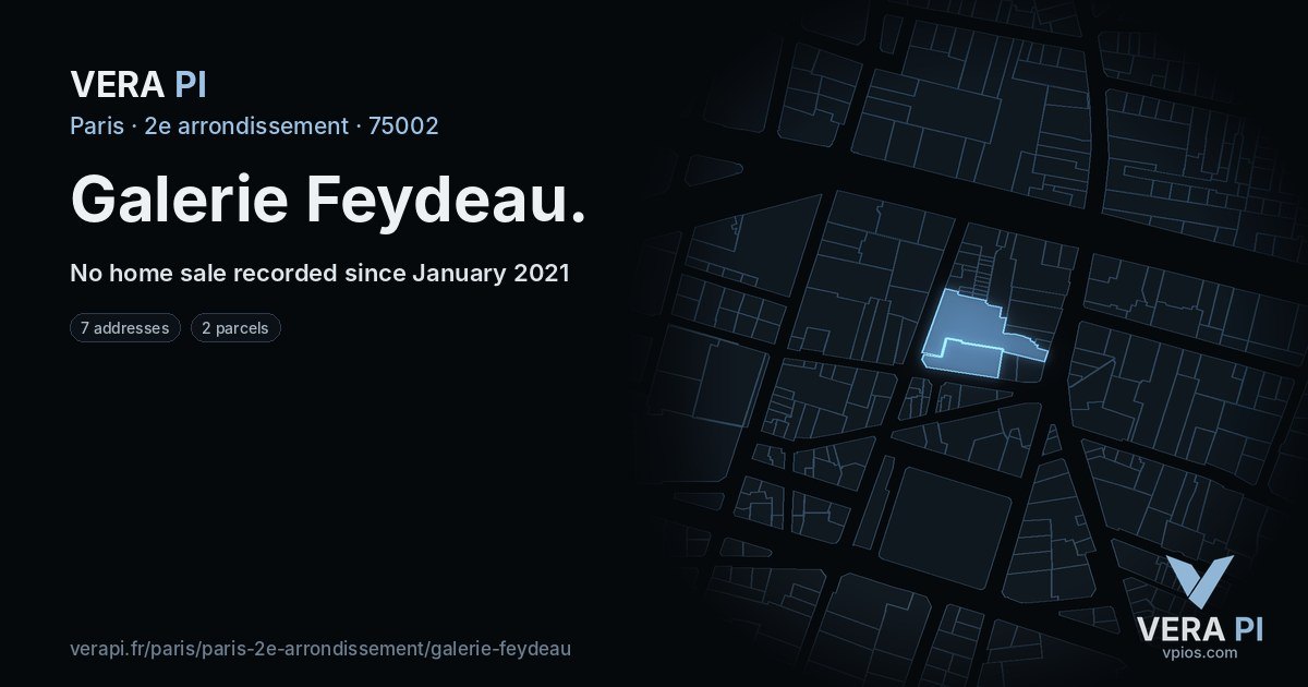 Galerie Feydeau, 2e arrondissement at night – every parcel coloured by the prices around it, the street's own parcels lit