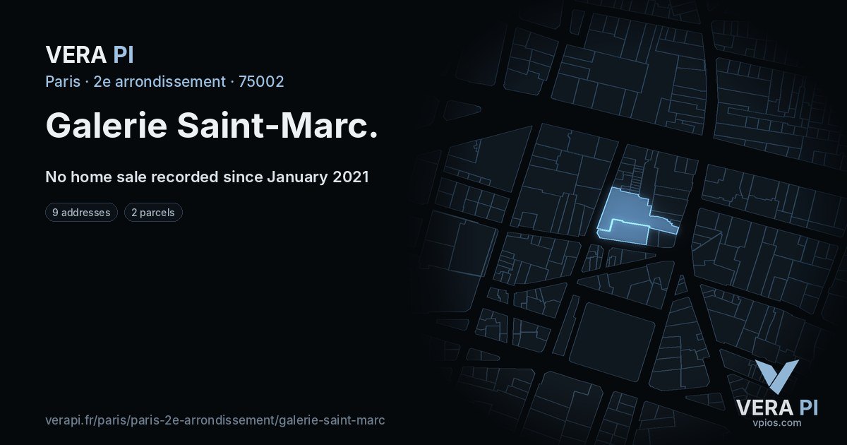 Galerie Saint-Marc, 2e arrondissement at night – every parcel coloured by the prices around it, the street's own parcels lit