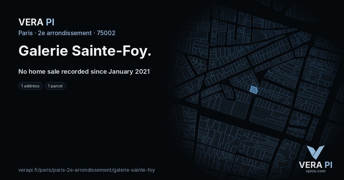 Galerie Sainte-Foy, 2e arrondissement at night – every parcel coloured by the prices around it, the street's own parcels lit
