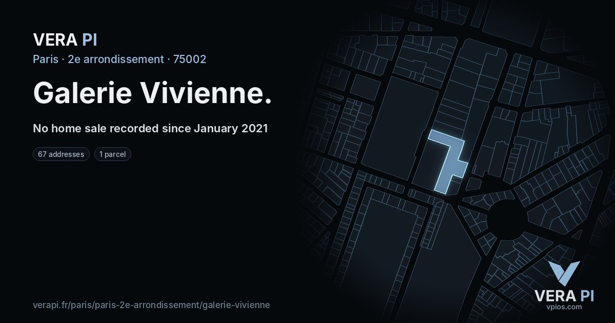 Galerie Vivienne, 2e arrondissement at night – every parcel coloured by the prices around it, the street's own parcels lit