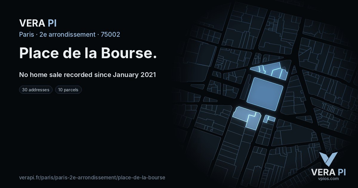 Place de la Bourse, 2e arrondissement at night – every parcel coloured by the prices around it, the street's own parcels lit