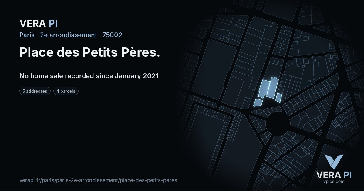 Place des Petits Pères, 2e arrondissement at night – every parcel coloured by the prices around it, the street's own parcels lit