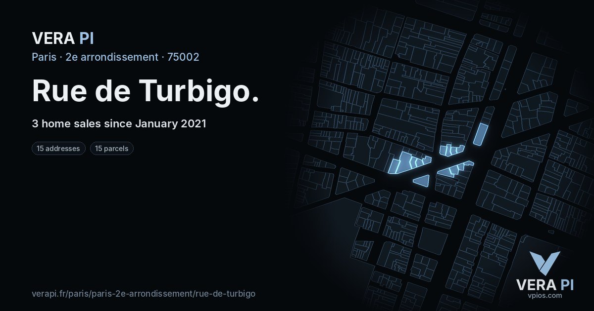 Rue de Turbigo, 2e arrondissement at night – every parcel coloured by the prices around it, the street's own parcels lit
