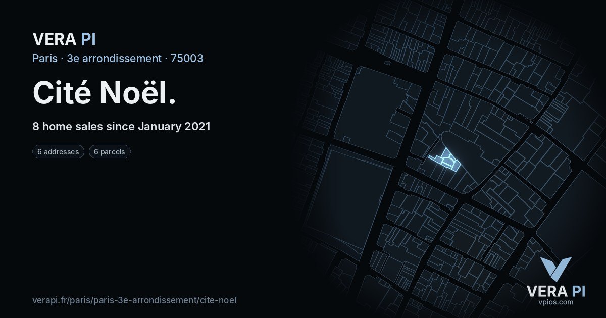 Cité Noël, 3e arrondissement at night – every parcel coloured by the prices around it, the street's own parcels lit