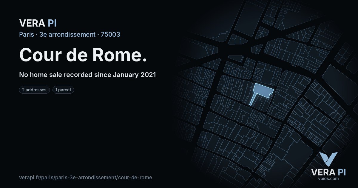 Cour de Rome, 3e arrondissement at night – every parcel coloured by the prices around it, the street's own parcels lit