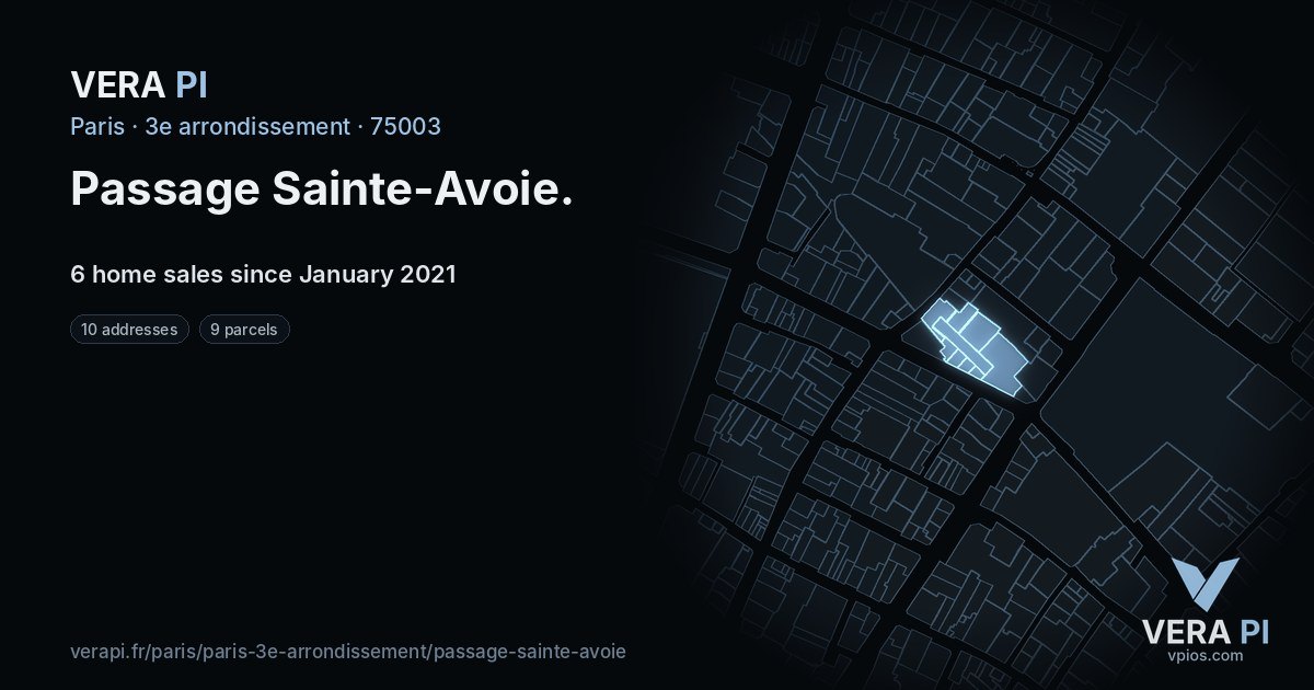 Passage Sainte-Avoie, 3e arrondissement at night – every parcel coloured by the prices around it, the street's own parcels lit