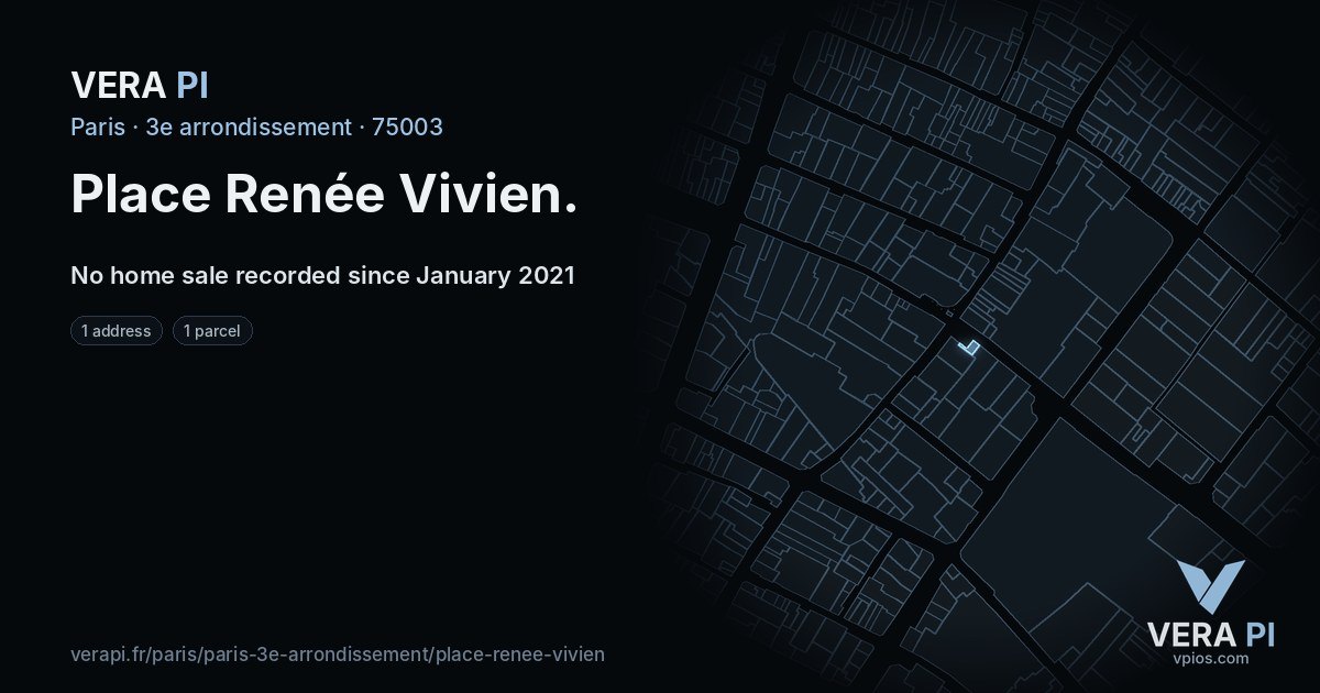 Place Renée Vivien, 3e arrondissement at night – every parcel coloured by the prices around it, the street's own parcels lit