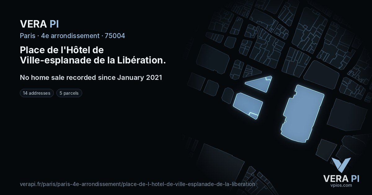 Place de l'Hôtel de Ville-esplanade de la Libération, 4e arrondissement at night – every parcel coloured by the prices around it, the street's own parcels lit