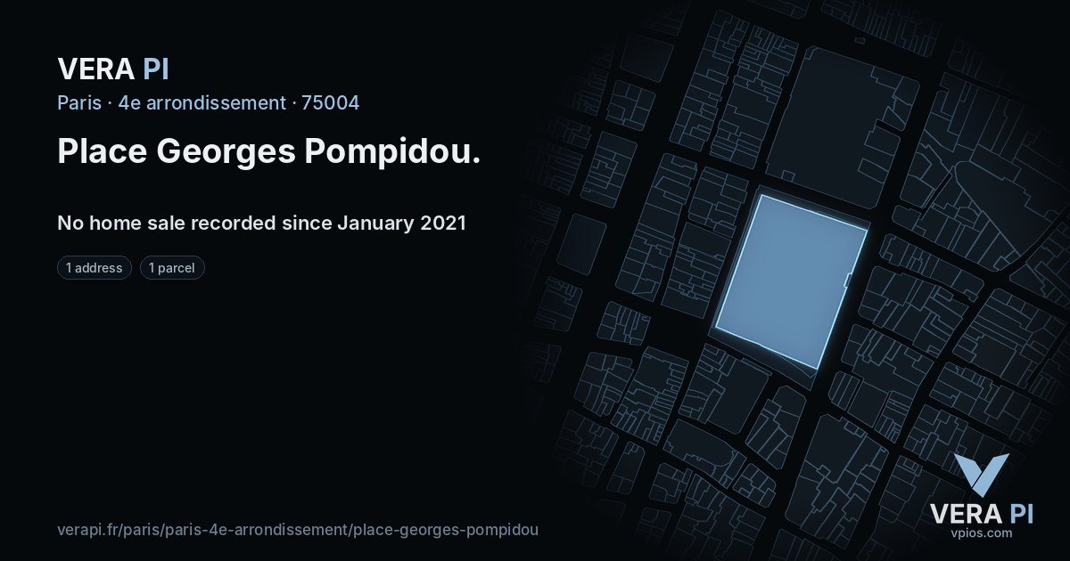 Place Georges Pompidou, 4e arrondissement at night – every parcel coloured by the prices around it, the street's own parcels lit