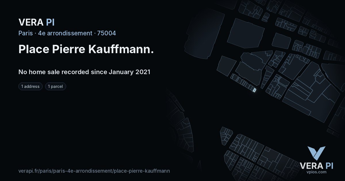 Place Pierre Kauffmann, 4e arrondissement at night – every parcel coloured by the prices around it, the street's own parcels lit