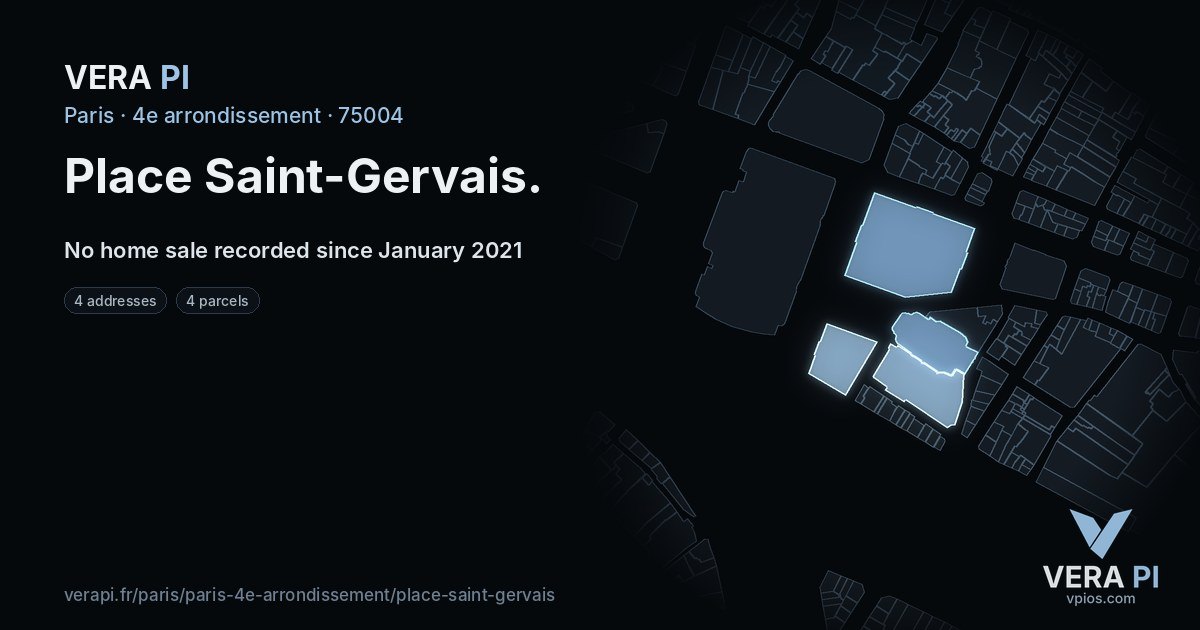 Place Saint-Gervais, 4e arrondissement at night – every parcel coloured by the prices around it, the street's own parcels lit