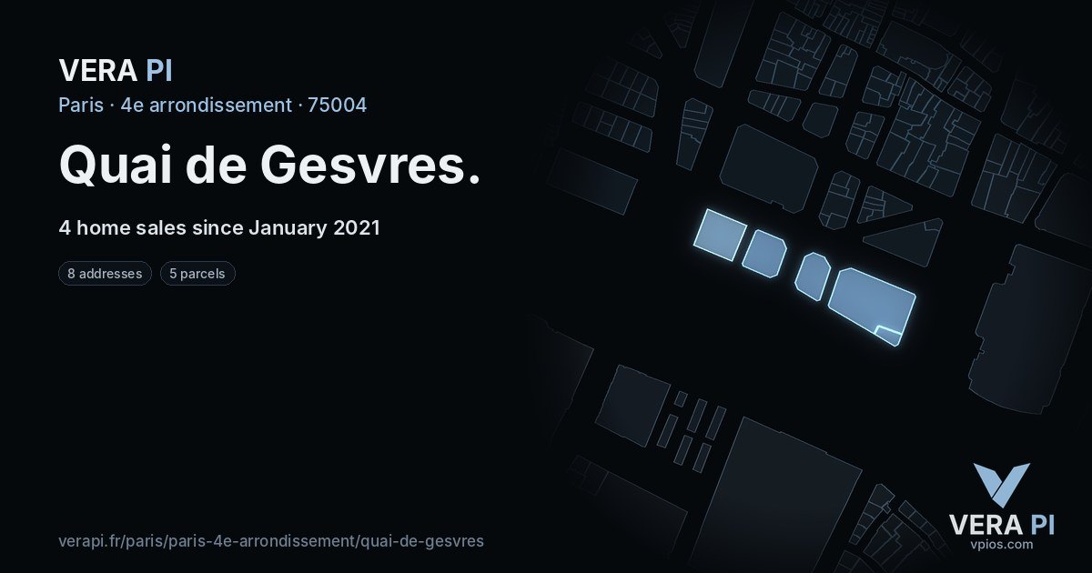 Quai de Gesvres, 4e arrondissement at night – every parcel coloured by the prices around it, the street's own parcels lit