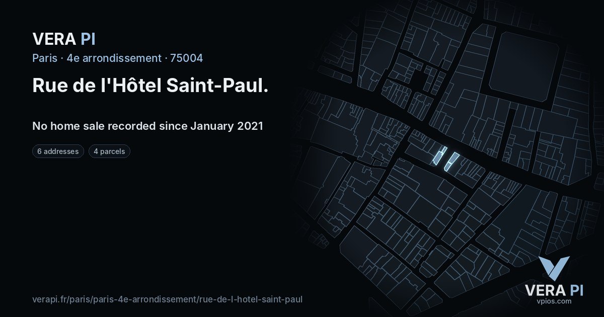 Rue de l'Hôtel Saint-Paul, 4e arrondissement at night – every parcel coloured by the prices around it, the street's own parcels lit