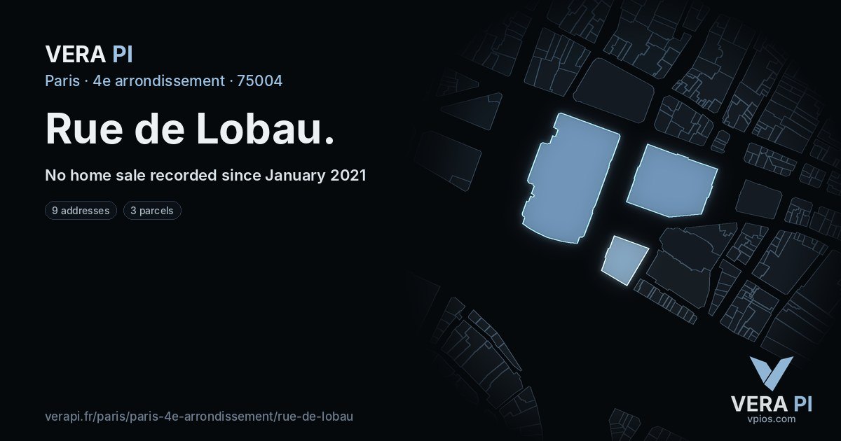 Rue de Lobau, 4e arrondissement at night – every parcel coloured by the prices around it, the street's own parcels lit