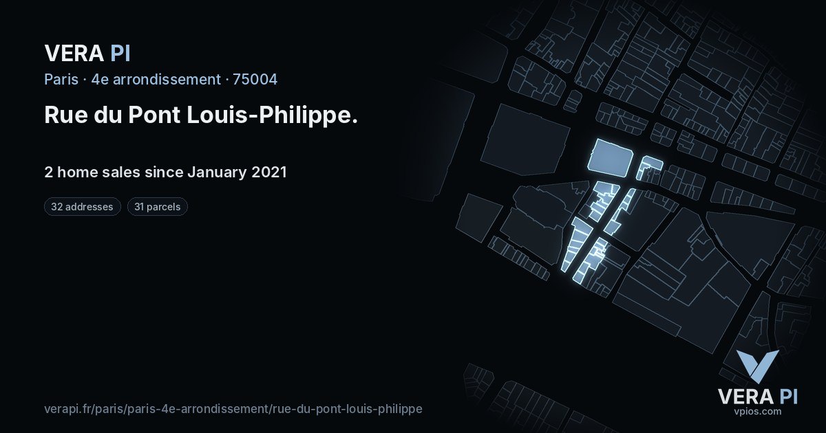 Rue du Pont Louis-Philippe, 4e arrondissement at night – every parcel coloured by the prices around it, the street's own parcels lit