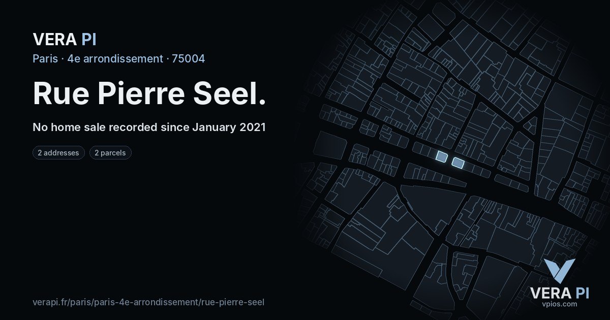 Rue Pierre Seel, 4e arrondissement at night – every parcel coloured by the prices around it, the street's own parcels lit