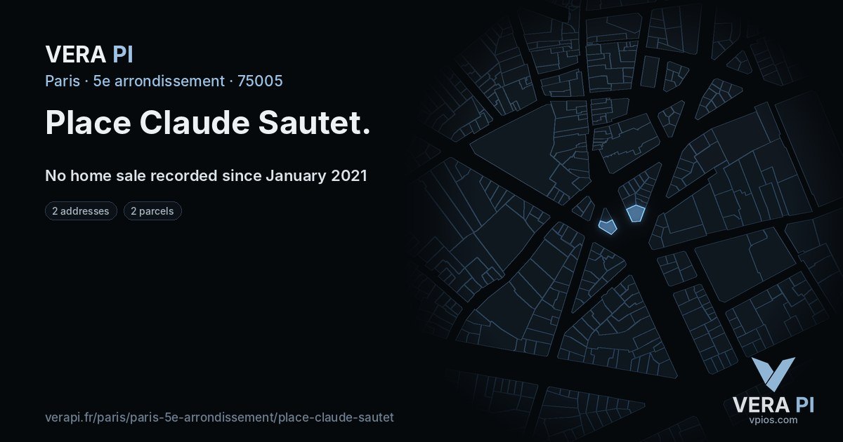 Place Claude Sautet, 5e arrondissement at night – every parcel coloured by the prices around it, the street's own parcels lit