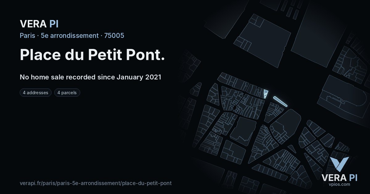 Place du Petit Pont, 5e arrondissement at night – every parcel coloured by the prices around it, the street's own parcels lit