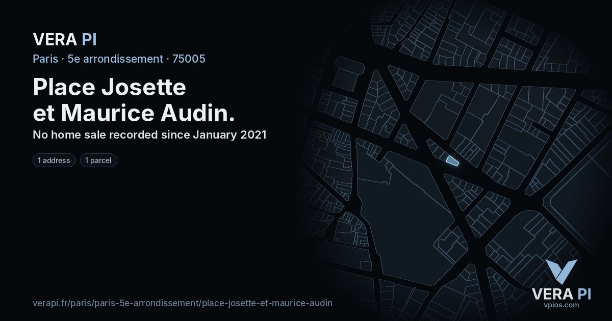 Place Josette et Maurice Audin, 5e arrondissement at night – every parcel coloured by the prices around it, the street's own parcels lit