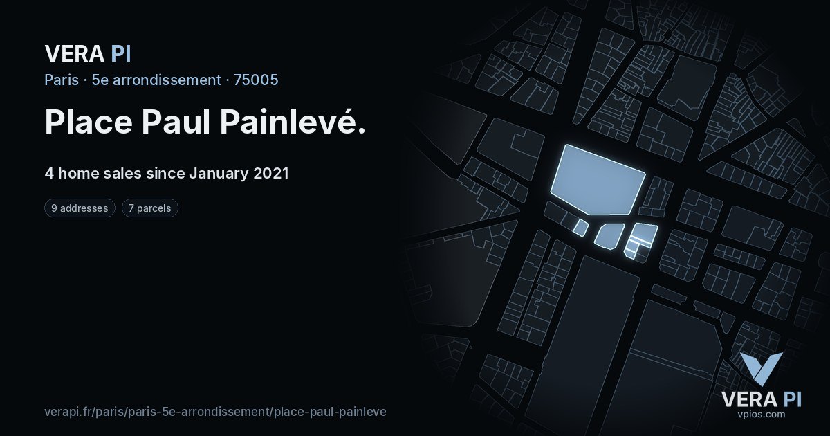 Place Paul Painlevé, 5e arrondissement at night – every parcel coloured by the prices around it, the street's own parcels lit