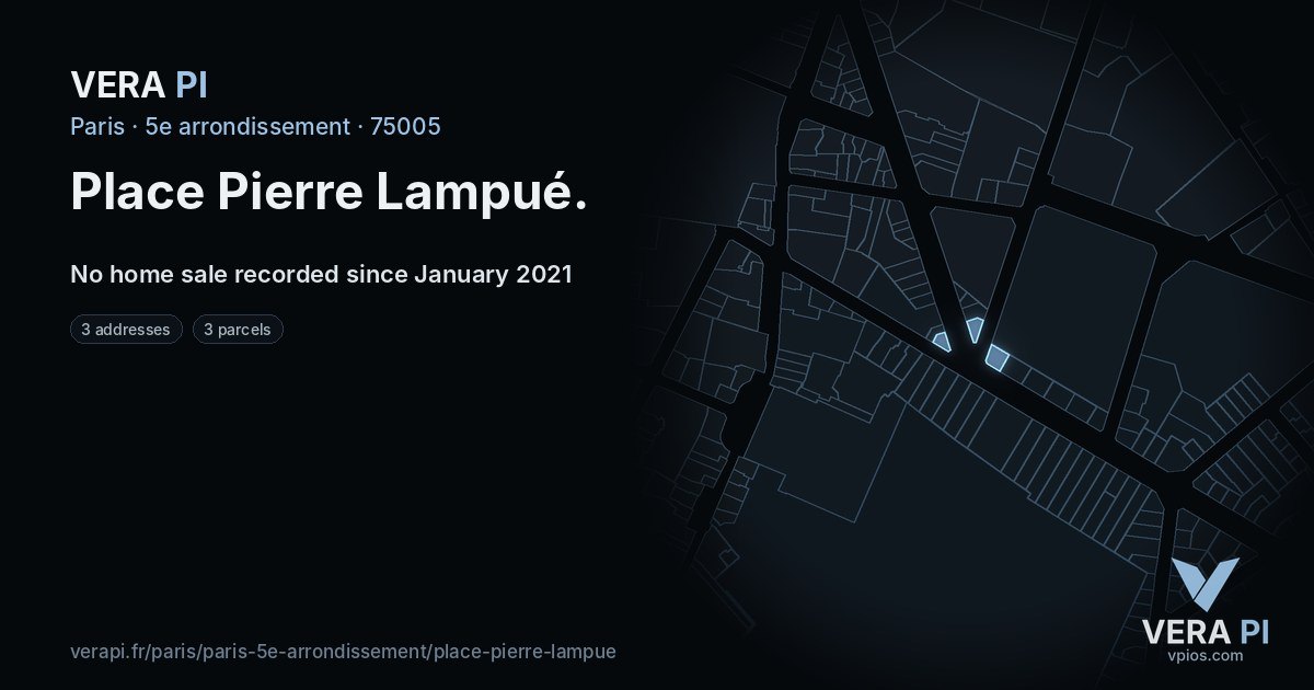 Place Pierre Lampué, 5e arrondissement at night – every parcel coloured by the prices around it, the street's own parcels lit