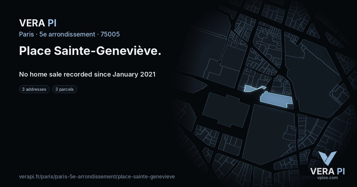 Place Sainte-Geneviève, 5e arrondissement at night – every parcel coloured by the prices around it, the street's own parcels lit