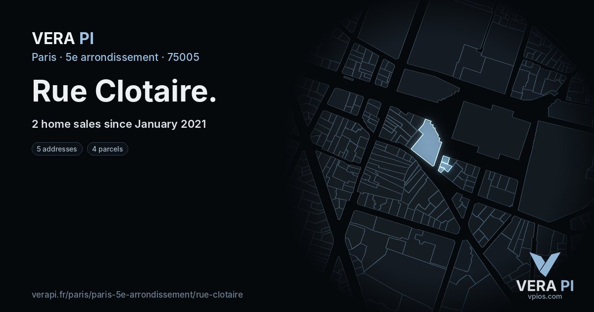Rue Clotaire, 5e arrondissement at night – every parcel coloured by the prices around it, the street's own parcels lit