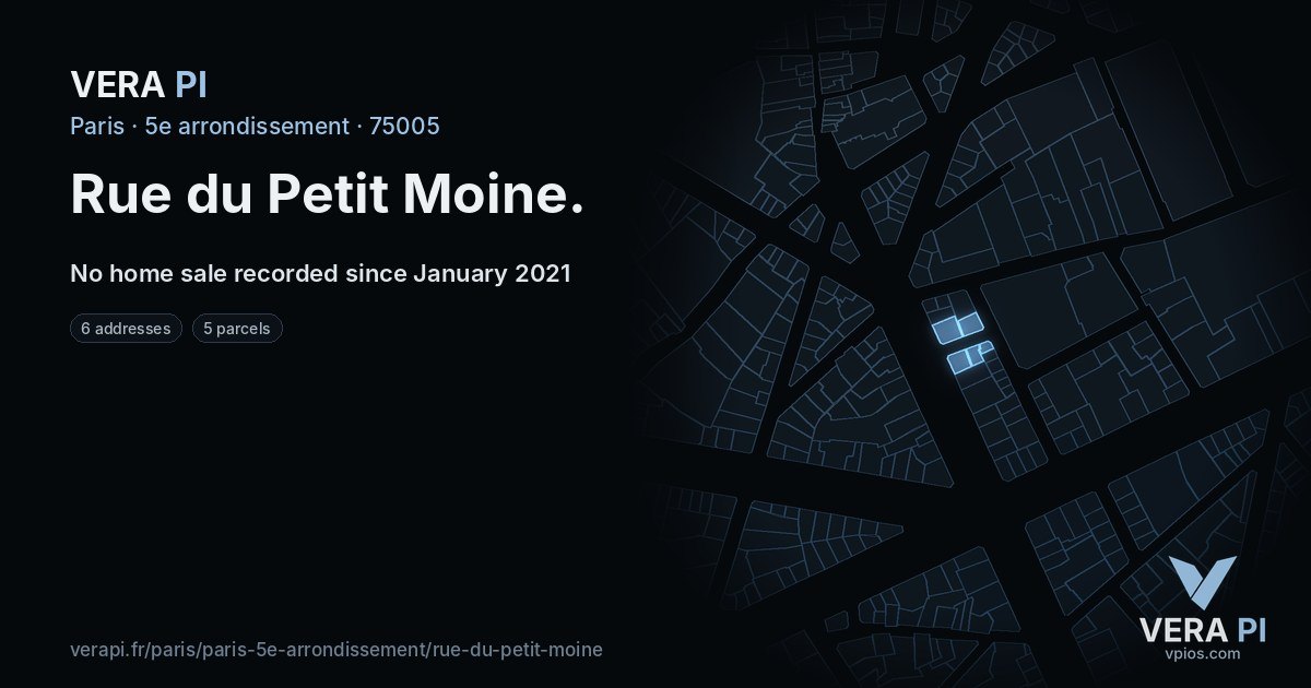 Rue du Petit Moine, 5e arrondissement at night – every parcel coloured by the prices around it, the street's own parcels lit