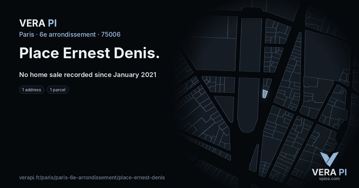 Place Ernest Denis, 6e arrondissement at night – every parcel coloured by the prices around it, the street's own parcels lit