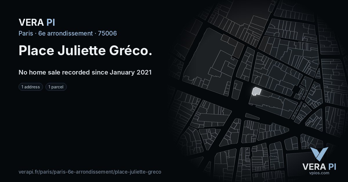 Place Juliette Gréco, 6e arrondissement at night – every parcel coloured by the prices around it, the street's own parcels lit
