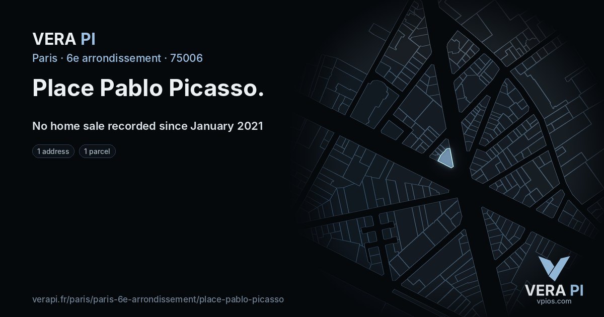 Place Pablo Picasso, 6e arrondissement at night – every parcel coloured by the prices around it, the street's own parcels lit