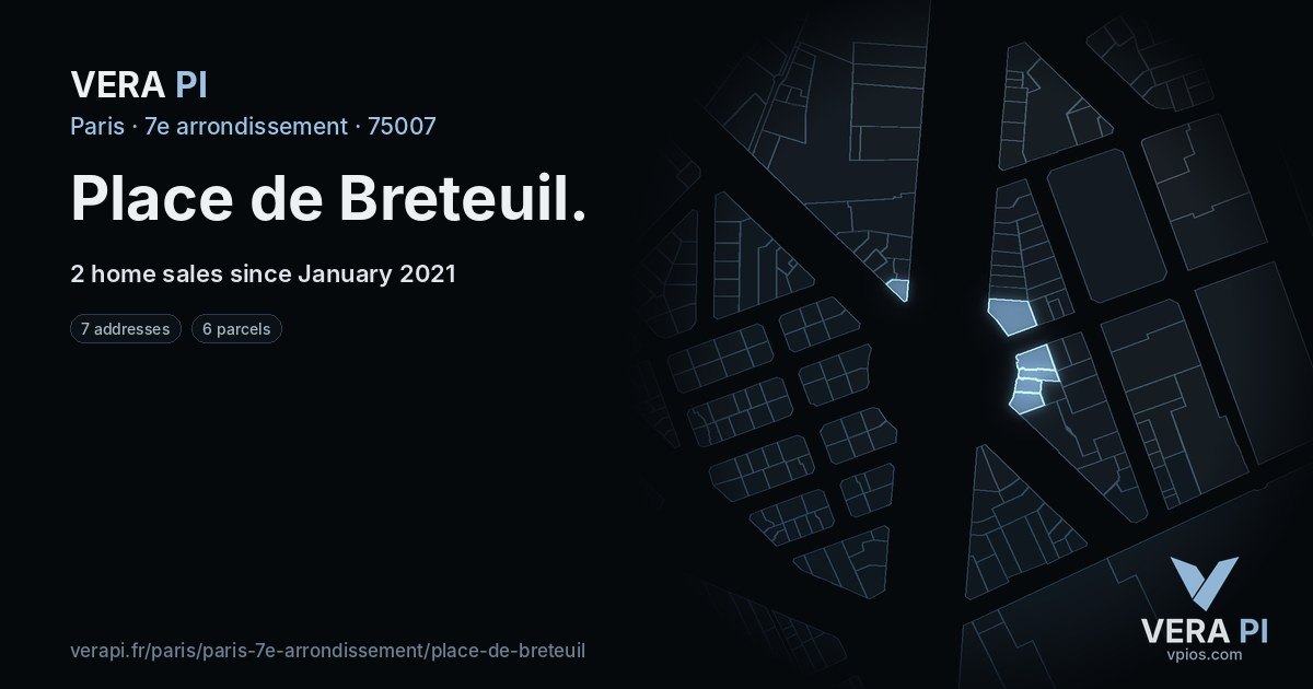 Place de Breteuil, 7e arrondissement at night – every parcel coloured by the prices around it, the street's own parcels lit