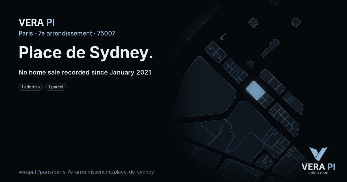 Place de Sydney, 7e arrondissement at night – every parcel coloured by the prices around it, the street's own parcels lit