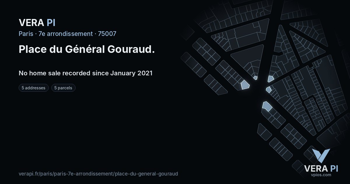 Place du Général Gouraud, 7e arrondissement at night – every parcel coloured by the prices around it, the street's own parcels lit