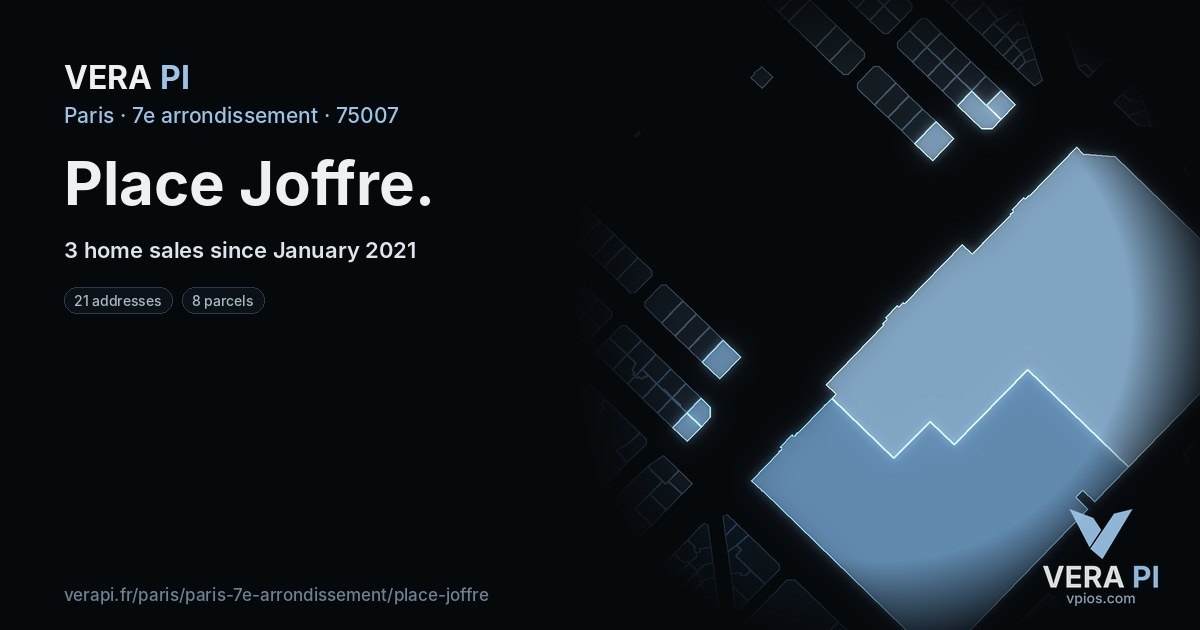 Place Joffre, 7e arrondissement at night – every parcel coloured by the prices around it, the street's own parcels lit