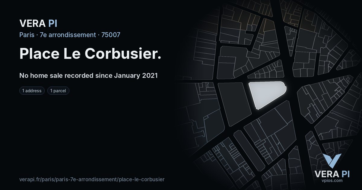 Place Le Corbusier, 7e arrondissement at night – every parcel coloured by the prices around it, the street's own parcels lit