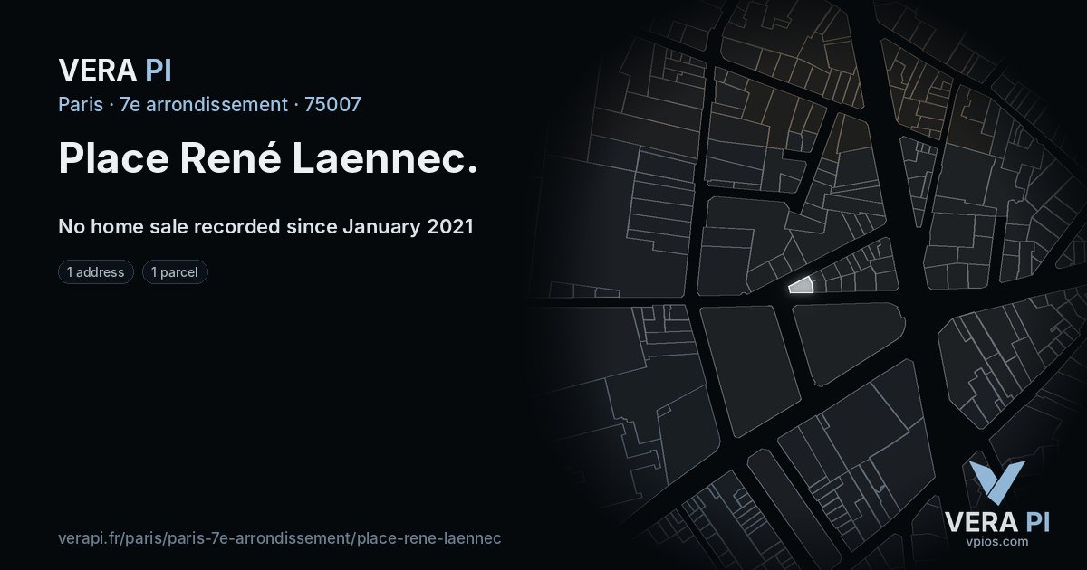 Place René Laennec, 7e arrondissement at night – every parcel coloured by the prices around it, the street's own parcels lit