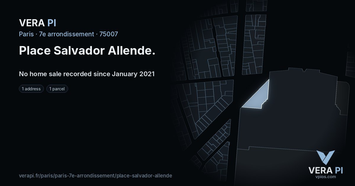 Place Salvador Allende, 7e arrondissement at night – every parcel coloured by the prices around it, the street's own parcels lit