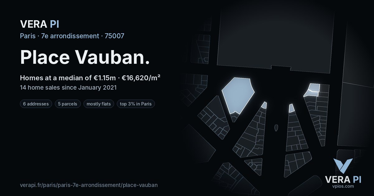 Place Vauban, 7e arrondissement at night – every parcel coloured by the prices around it, the street's own parcels lit