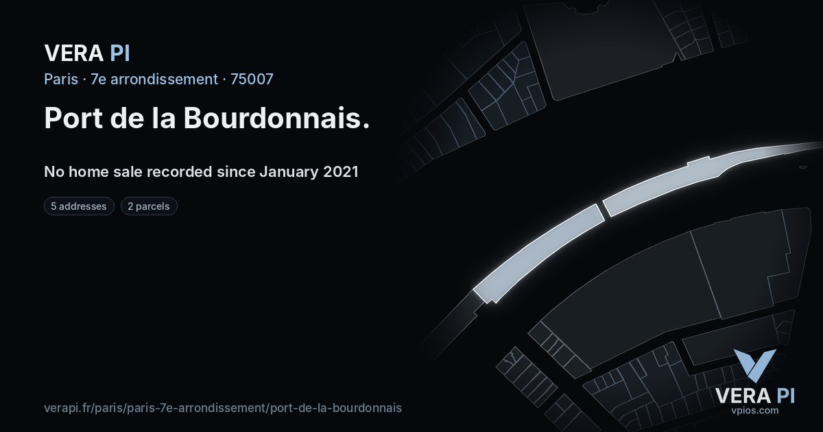 Port de la Bourdonnais, 7e arrondissement at night – every parcel coloured by the prices around it, the street's own parcels lit